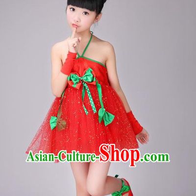Chinese Fan Dance Costume and Headdress for Women Girls