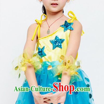 Chinese Ballroom Dance Costume and Headdress for Women Girls