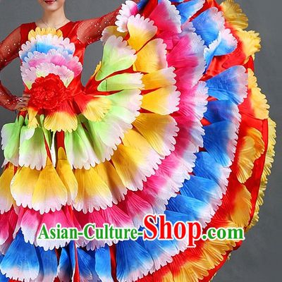 Traditional Chinese Flower Dance Flower Dancing Costume and Head Wear Complete Set for Women