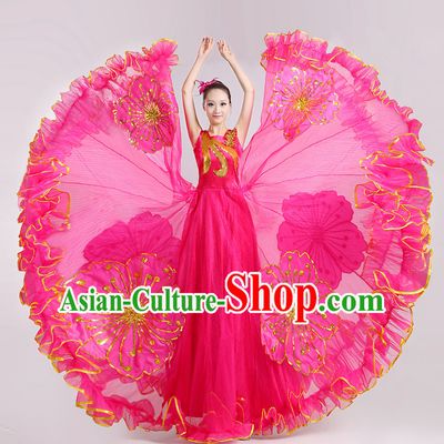 Chinese Flower Dance Costume and Headdress for Women