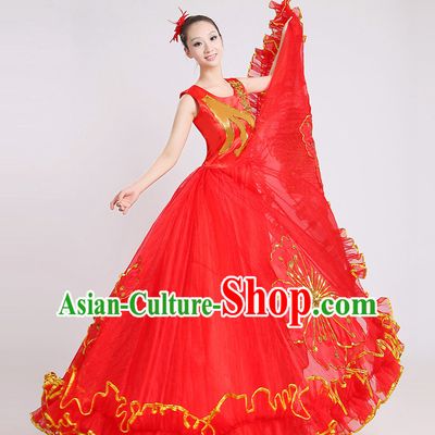 Chinese Flower Dance Costume and Headdress for Women