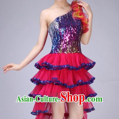 Chinese Latin Dance Costume and Headdress for Women