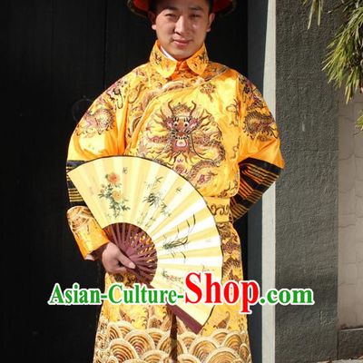 Chinese Emperor Embroidered Dragon Robe for Men