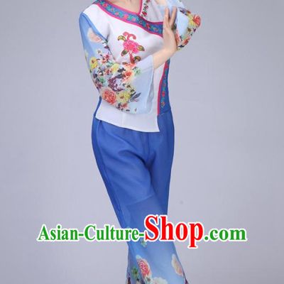Chinese Flower Dance Costume and Headdress for Women