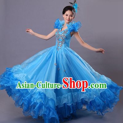 Chinese Stage Spainish Dancing Costumes and Headdress for Women
