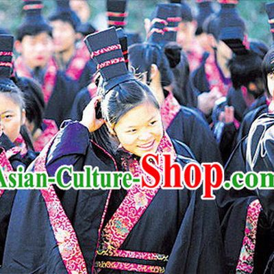 Black Ancient Chinese Style Hanfu Ceremony Suit for Women or Men