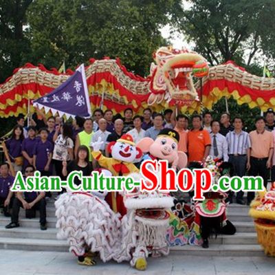 White Hok San Supreme Chinese Traditional Lion Dance Costume Complete Set