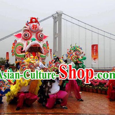 Supreme Chinese Ancient Style Natural Wool Kylin Dance Costume Complete Set