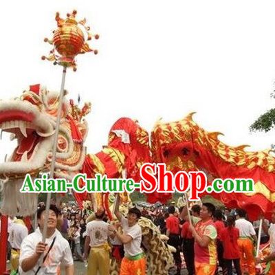 Top Ancient Chinese Southern Long Natural Wool Dragon Dance Costume Complete Set