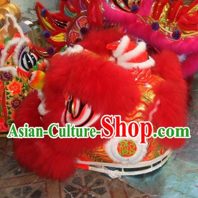 Top Red 2008 Beijing Olympic Chinese Classical 100_ Natural Long Wool Lion Dance Costumes Complete Set