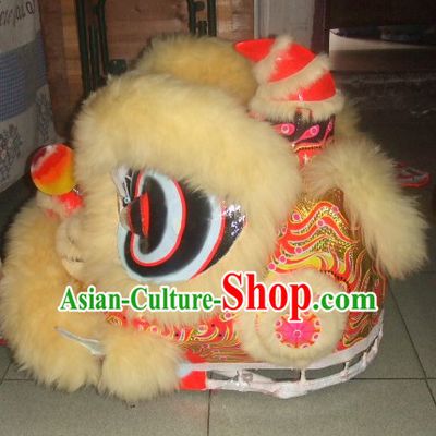 Top Beige 2008 Beijing Olympic Chinese Classical 100_ Natural Long Wool Lion Dance Costumes Complete Set