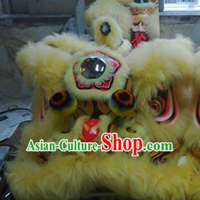 Top Chinese Classical 100_ Natural Long Wool Fut San Lion Dance Costume Complete Set