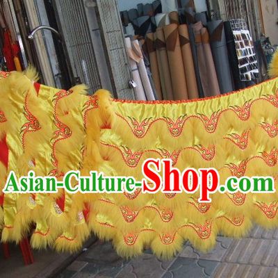 Chinese Traditional 100_ Natural Long Wool Lion Dancing Embroidered Body Costumes Pants Claws Set