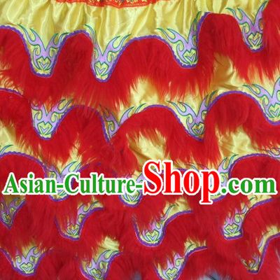 Chinese Traditional 100_ Natural Long Wool Lion Dancing Embroidered Body Costumes Pants Claws Set