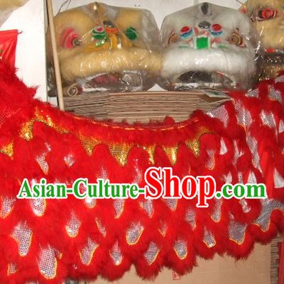 Chinese Traditional 100_ Natural Long Wool Lion Dance Body Costumes Pants Claws Set