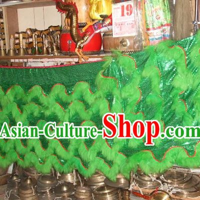 Chinese Traditional 100_ Natural Long Wool Lion Dance Body Costumes Pants Claws Set