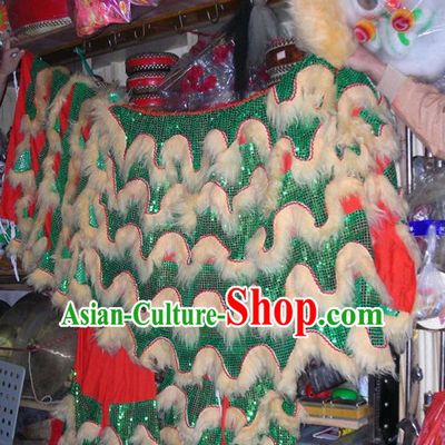 Chinese Traditional 100_ Natural Long Wool Lion Dance Body Costumes Pants Claws Set