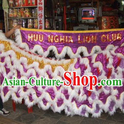 Chinese Traditional 100_ Natural Long Wool Lion Dance Body Costumes Pants Claws Set
