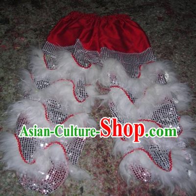 Chinese Traditional 100_ Natural Long Wool Lion Dance Pants Claws Set