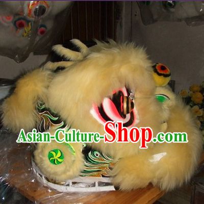 Top Teenagers Students Chinese Classical 100_ Natural Long Wool Fut San Lion Dance Costumes Complete Set