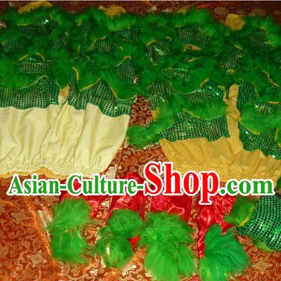 Green Top Asian Chinese Lion Dance Troupe Performance Suppliers 2 Pairs of Pants and Claws
