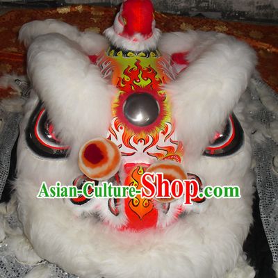 White Wool Top Asian Chinese Lion Dance Troupe Performance Suppliers Pants Equipments Art Instruments Lion Tail Costumes Complete Set for Men