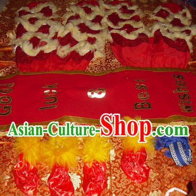 Red Wool Top Asian Chinese Lion Dance Troupe Performance Suppliers 2 Pairs of Pants and Claws