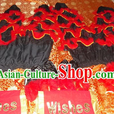 Black Wool Top Asian Chinese Lion Dance Troupe Performance Suppliers 2 Pairs of Pants and Claws