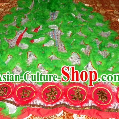 Grass Green Top Asian Chinese Lion Dance Troupe Performance Suppliers Pants Equipments Art Instruments Lion Tail Costumes Set