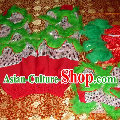 Grass Green Top Asian Chinese Lion Dance Troupe Performance Suppliers 2 Pairs of Pants and Claws