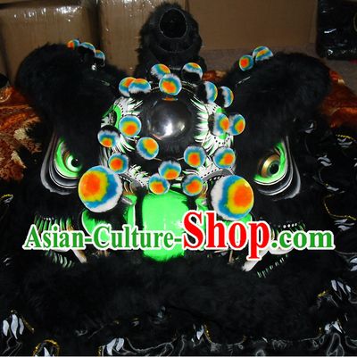 Black Wool Top Asian Chinese Lion Dance Troupe Performance Suppliers Pants Equipments Art Instruments Lion Head Tail Costumes Complete Set