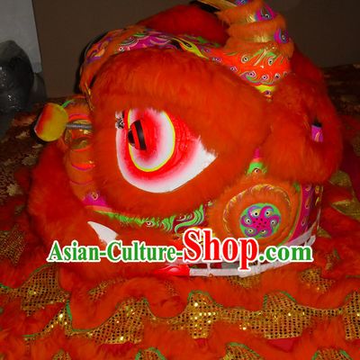Orange Color Top Asian Chinese Lion Dance Troupe Performance Suppliers Pants Equipments Art Instruments Lion Head Tail Costumes Complete Set