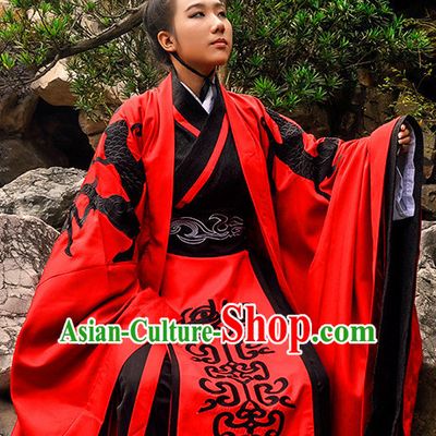 Ancient Chinese Wedding Dress Garment and Hair Accessories Complete Set for Men