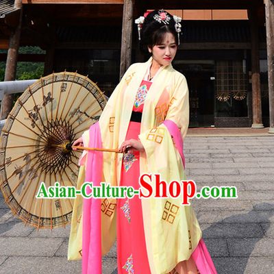 Ancient Chinese Clothing Dress Garment and Hair Accessories Complete Set for Women