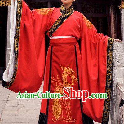 Ancient Chinese Clothing Dress Garment and Hair Accessories Complete Set for Men