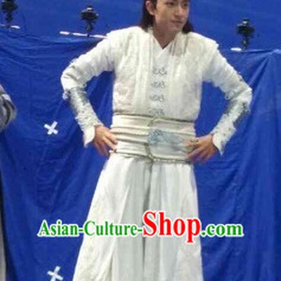 Ancient Chinese Superhero Zhao Zilong Fighter Costumes Garments Complete Set for Men