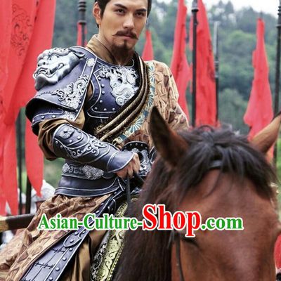 Ancient Chinese Superhero Emperor Fighter Body Armor Costumes Garments Complete Set for Men