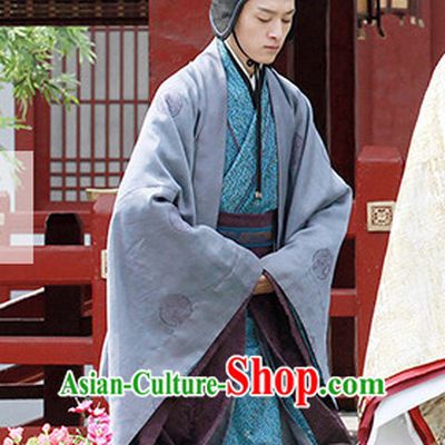 Ancient Chinese Palace Waiter Official Costumes Garments Complete Set for Men
