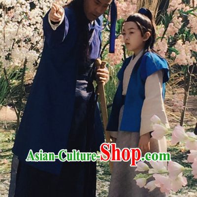 Ancient Chinese Young Men Male Hanfu Dresses Complete Set for Kids