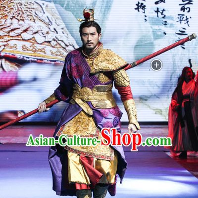 Ancient Chinese Emperor Body Armor Costumes Hanfu Dresses Complete Set for Men