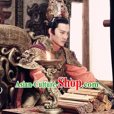 Ancient Chinese Emperor Body Armor Costumes Hanfu Dresses Complete Set for Men