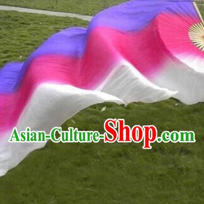 Pure Silk Chinese Color Transition Long Silk Dance Ribbon Fan
