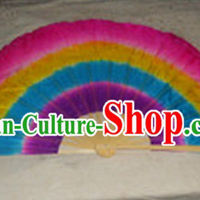 Pure Silk Chinese Color Transition Long Silk Dance Fan