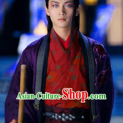 Ancient Chinese Dong Fang Bu Bai Unbeaten Kung Fu Master Clothes Costumes Complete Set for Men