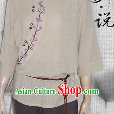 Chinese Traditional Mandarin Martial Arts Tai Chi Kung Fu Gong Fu Competition Championship Flax Suits Uniforms for Men Women Children