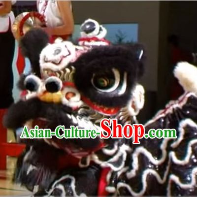 Chinese Classical Style Black Fut San Lion Dance Equipment Complete Set