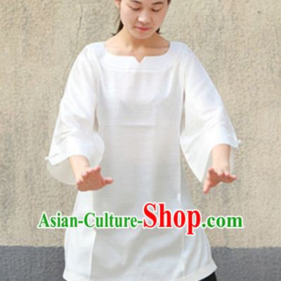 White Chinese Traditional Mandarin Martial Arts Tai Chi Kung Fu Gong Fu Competition Championship Suits Uniforms for Men Women Children