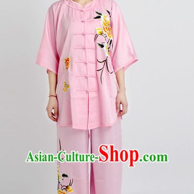 Chinese Classical Style Martial Arts Summer Wear Kung Fu Embroidered Uniforms