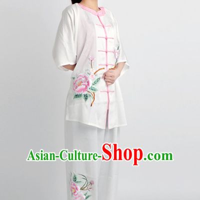 Chinese Classical Style Martial Arts Summer Wear Kung Fu Embroidered Uniforms