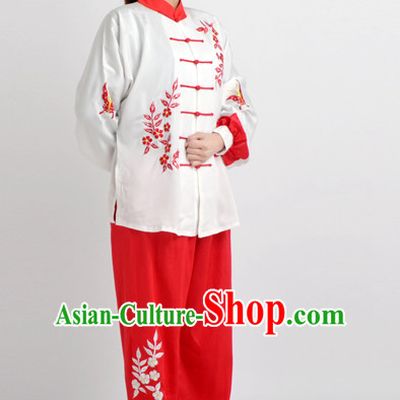 Chinese Traditional Style Martial Arts Summer Wear Kung Fu Embroidered Uniforms for Men Women Children